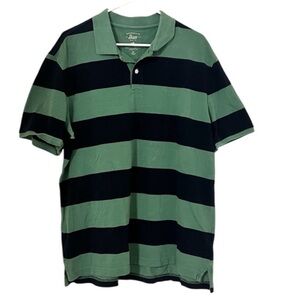 2/$30 G.H. Bass & Co. - Men’s Green Navy Striped Polo Shirt XL Short Sleeve